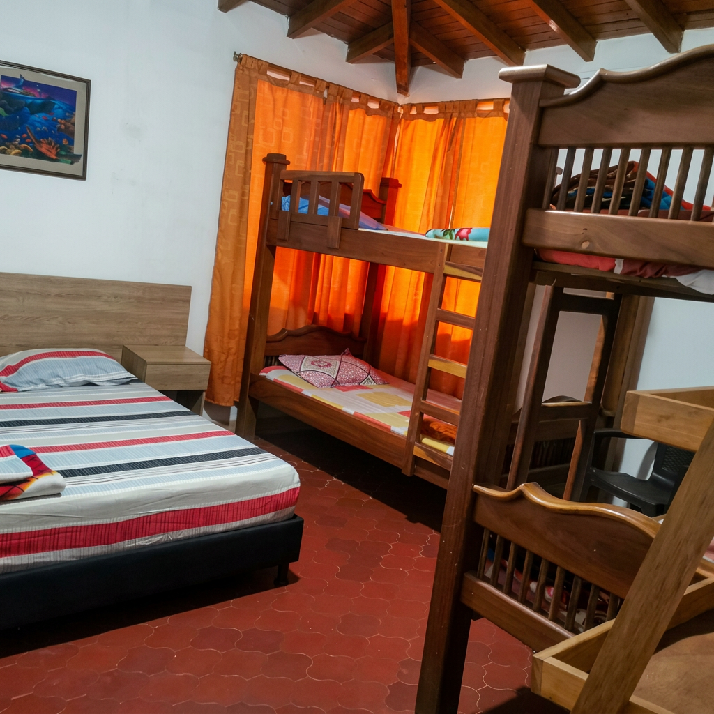 Habitación con camarote y cama doble